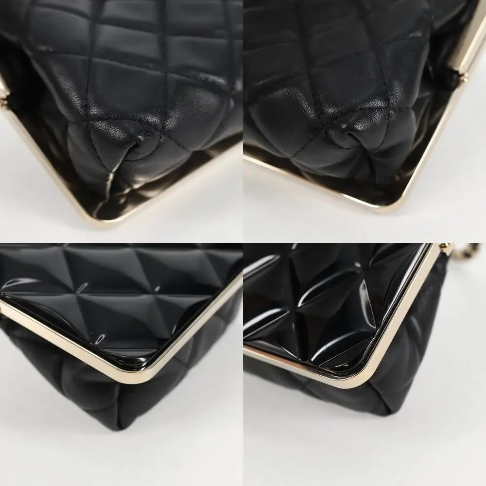 Chanel Matelasse Lambskin Chain Pouch Crossbody Bag Black